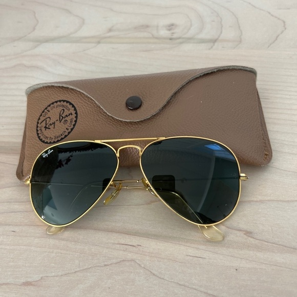 Vintage 1990’s B&L LO205 Ray Ban USA Aviator Sunglasses Gold Plate and Case - Picture 7 of 16
